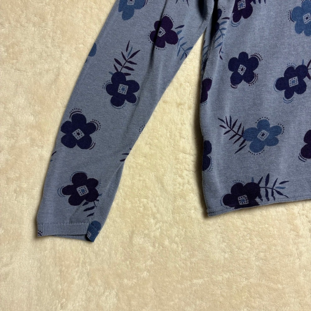 Gudrun Sjoden Floral Cardigan Sweater Size Small Blue Linen Cotton - Picture 8 of 12